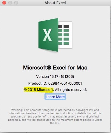check for updates for excel on mac?